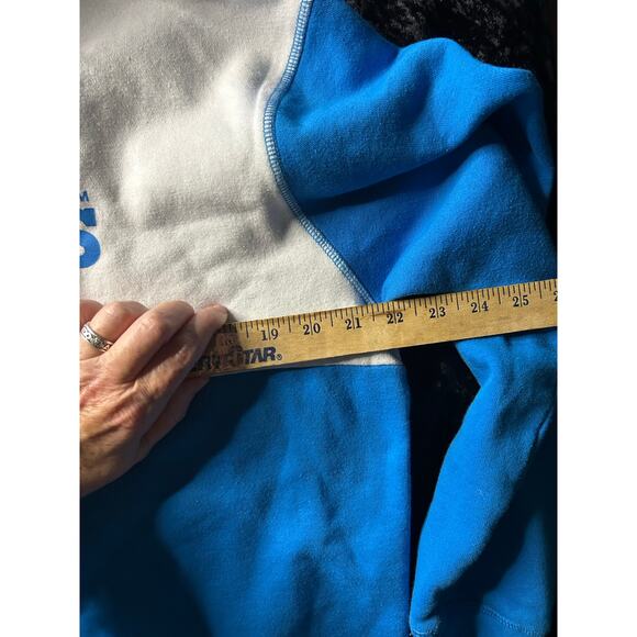 M&Ms Hoodie Mens L Blue White Colorblock Fleece Pullover Spell Out MARS 2022 - Picture 4 of 6